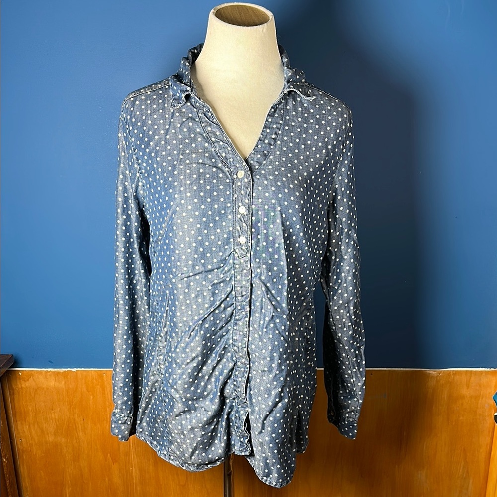 Blue Polka Dot denimish women’s Shirt